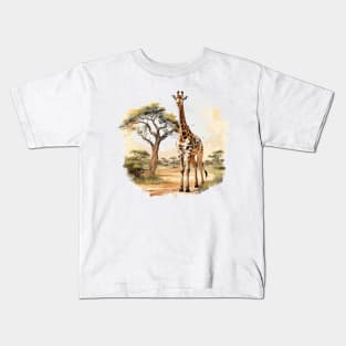 Watercolor Giraffe Kids T-Shirt